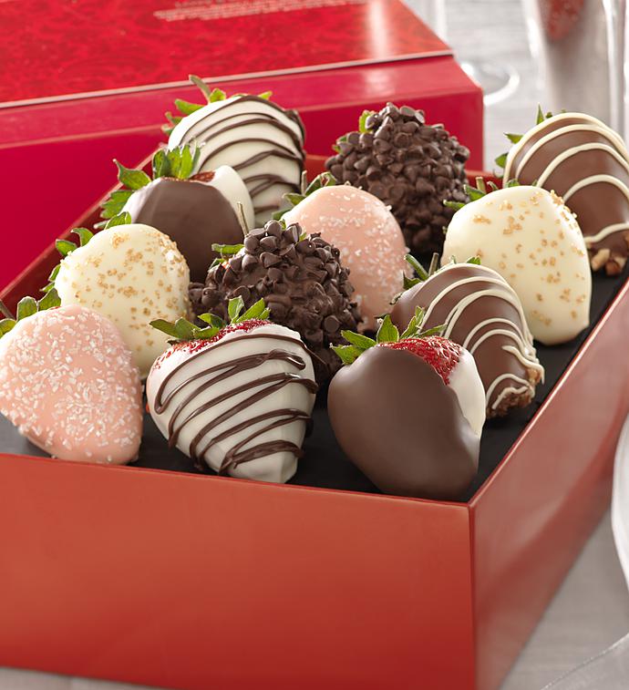 Fannie May Love & Romance Chocolate Strawberries-Love & Romance Strawberry 12 Ct