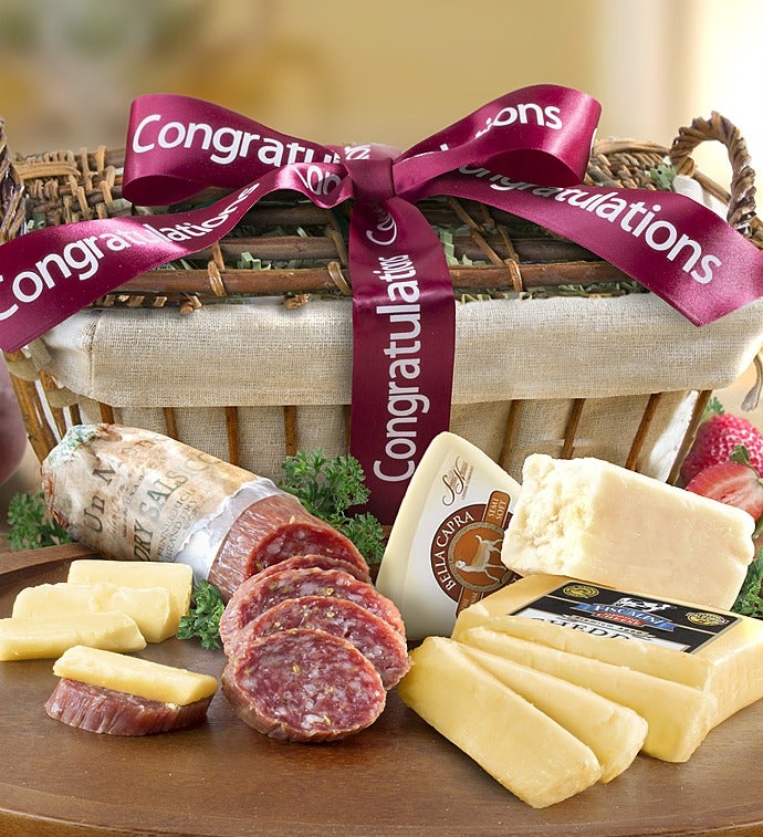 Congratulations Sausage & Cheese Gift Basket-Congratulations Sausage & Cheese Gift Basket