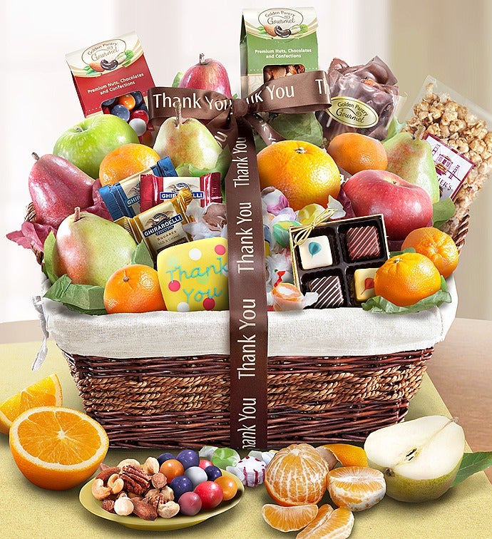 Thank You Fruit & Sweets Gift Basket-Thank You Fruit & Sweets Gift Basket