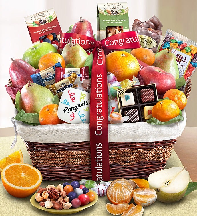 Congratulations Fruit & Sweets Gift Basket - Congratulations Fruit & Sweets Gift Basket