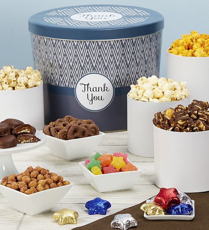 Popcorn Factory Simply Stated Thank You Snack Tin-Popcorn Factory Simply Stated Thank You Snack Tin