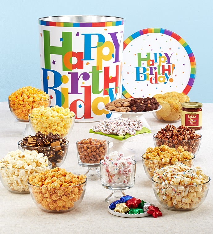 Popcorn Factory Big Birthday Deluxe Snack Tin