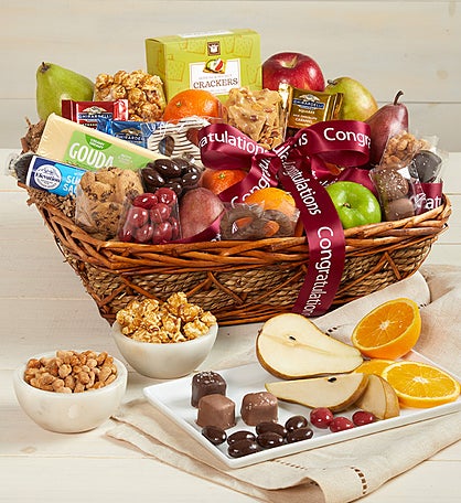 Congratulations Fruit & Sweets Gift Basket Deluxe