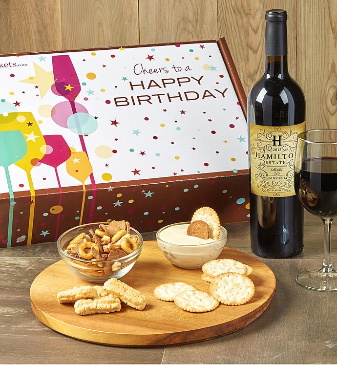 Happy Birthday! Red Wine And Gourmet Box-Happy Birthday! Red Wine And Gourmet Box