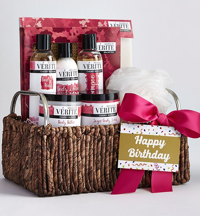Have A Fabulous Birthday Cherry Blossom Spa Basket-Have A Fabulous Birthday Cherry Blossom Spa Basket
