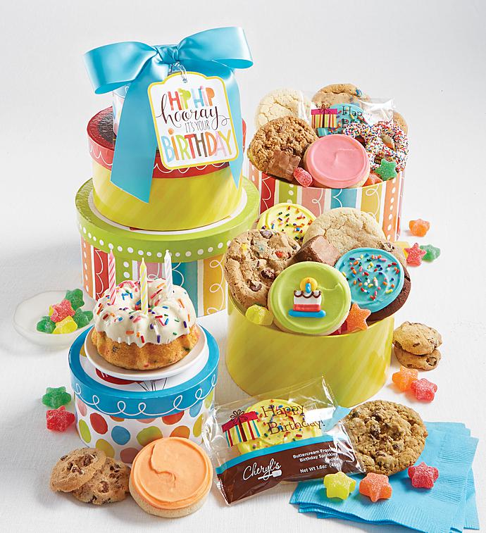 Cheryl's Hip Hip Hooray Birthday Tower-Cheryl's Hip Hip Hooray Birthday Gift Tower