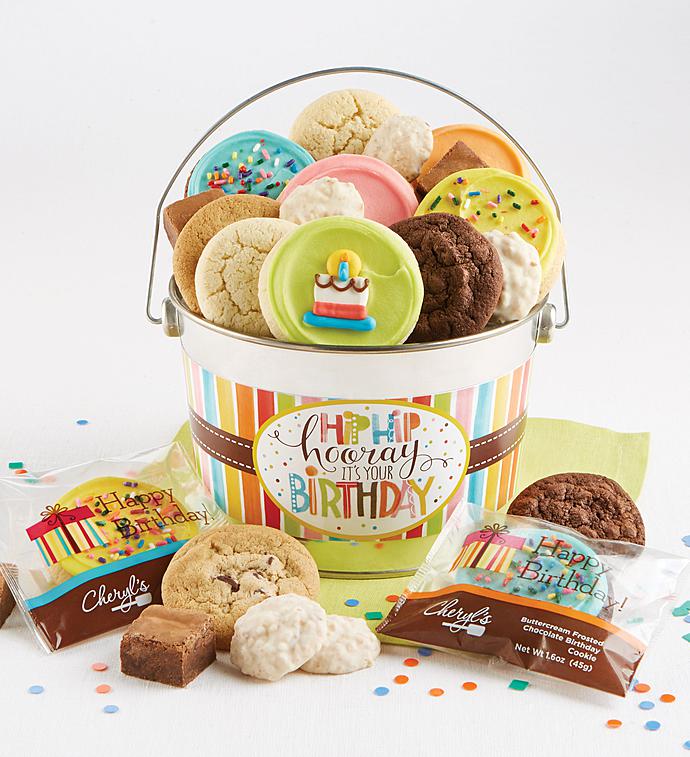 Cheryl's Hip Hip Hooray Birthday Gift Pail-Cheryl's Hip Hip Hooray Birthday Treats Pail