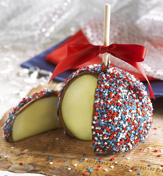 Patriotic Caramel Apple with Candy Stars