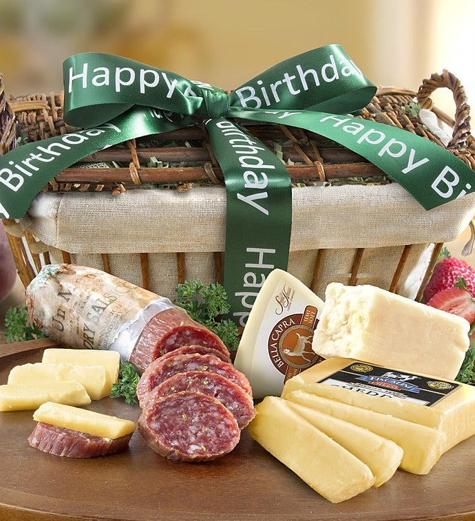 California Crafted Meat & Cheese Birthday Basket-California Crafted Meat & Cheese Birthday Basket
