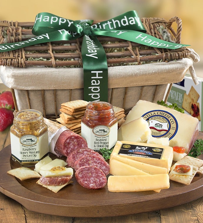 Birthday Deluxe Epicurean Meat & Cheese Basket-Birthday Deluxe Epicurean Meat & Cheese Basket