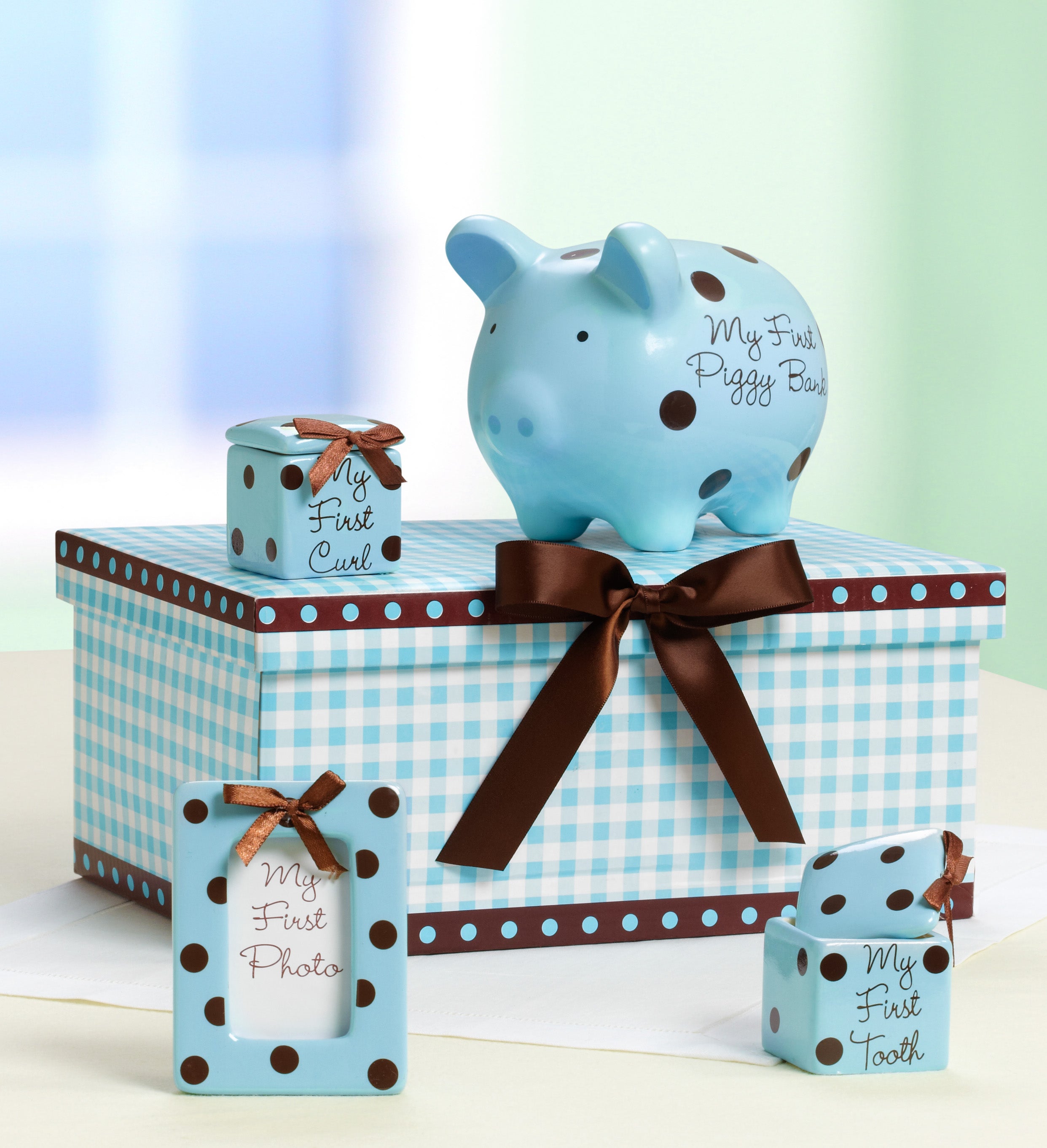 Image of Classic Blue Baby's "firsts" Keepsakes Set Firsts