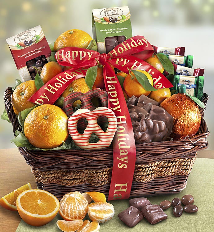 Yuletide Cheer Holiday Fruit  Sweets Basket