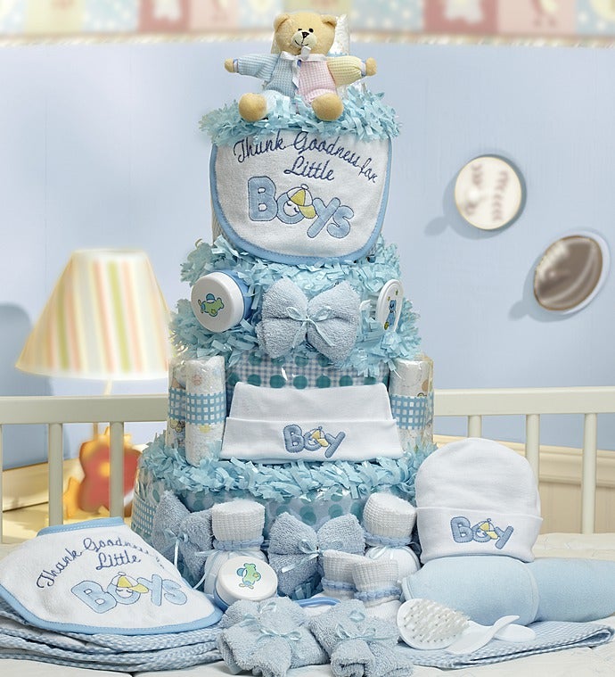 Amazon.com : Safari Diaper Cake - Baby Gift for a Boy - Burlap and Blue :  Baby