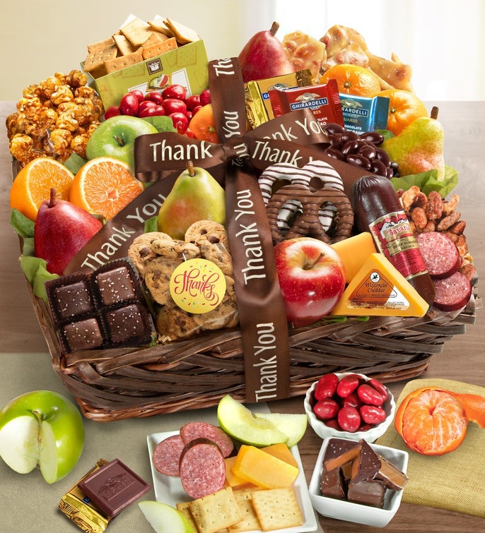 Thank You Fruit & Sweets Gift Basket Deluxe