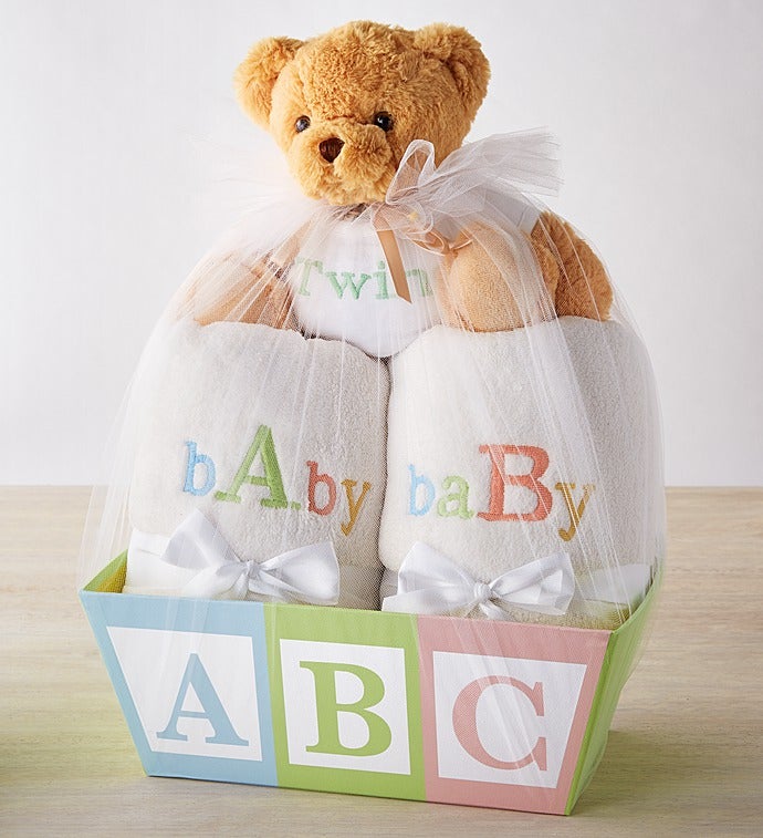 Image of Celebrate Twins! Blanket Duo Basket
