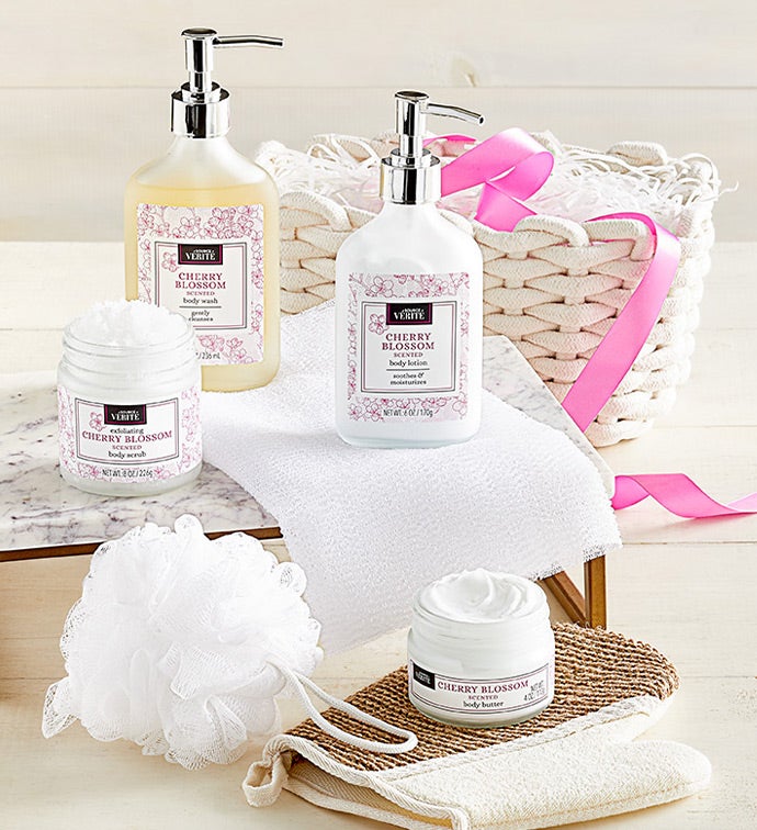 Cherry Blossom Spa Gift Basket with Serenity Sphere