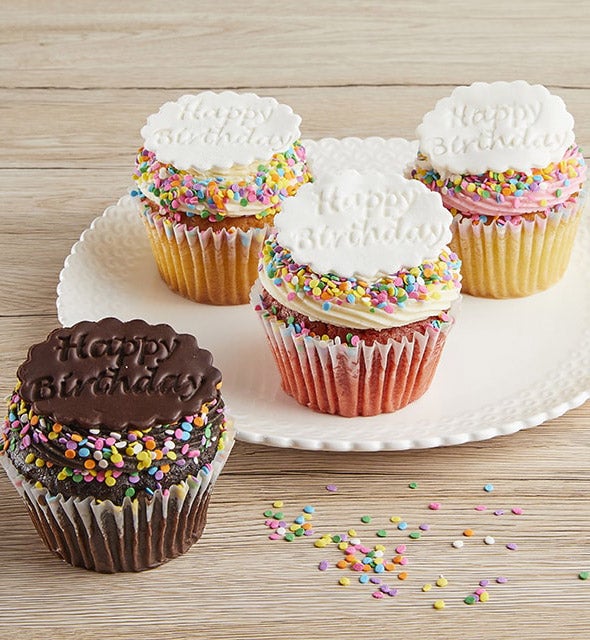Image of Little Whisk Happy Birthday Jumbo Filled Cupcakes 4 Ea