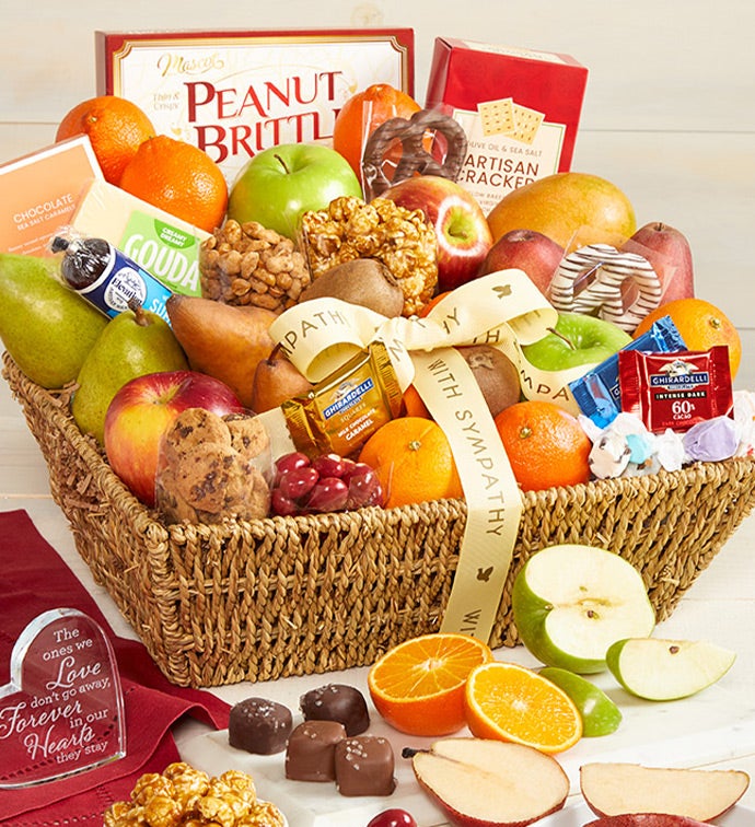 With Sympathy Fruit & Sweets Gift Basket Grande