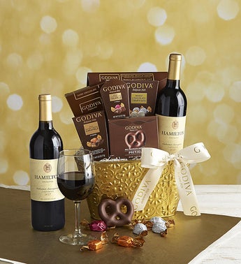 Godiva Decadence Gift Basket with Cabernet Wine