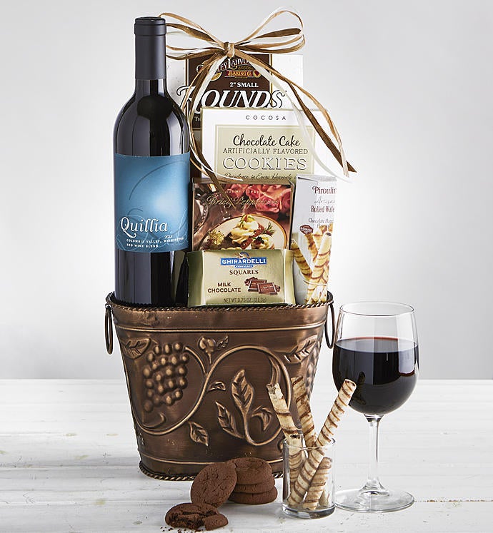Grapevine Red Wine  Cheese Gift Basket