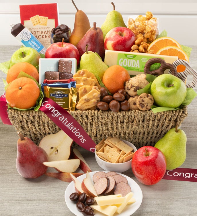 Congratulations Fruit & Sweets Gift Basket