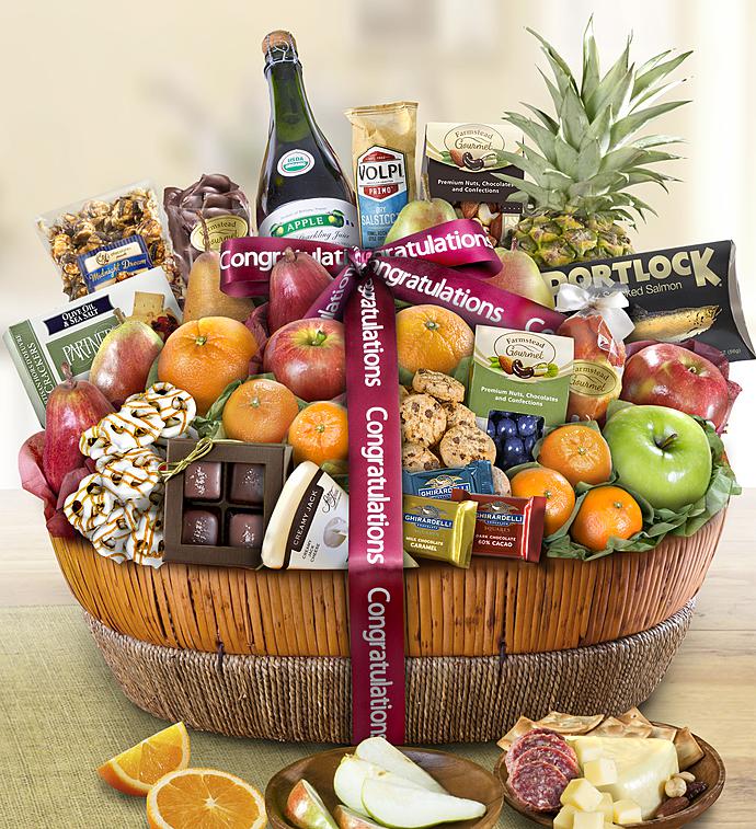 Image of Congrats Fruit & Sweets Gift Basket Grande