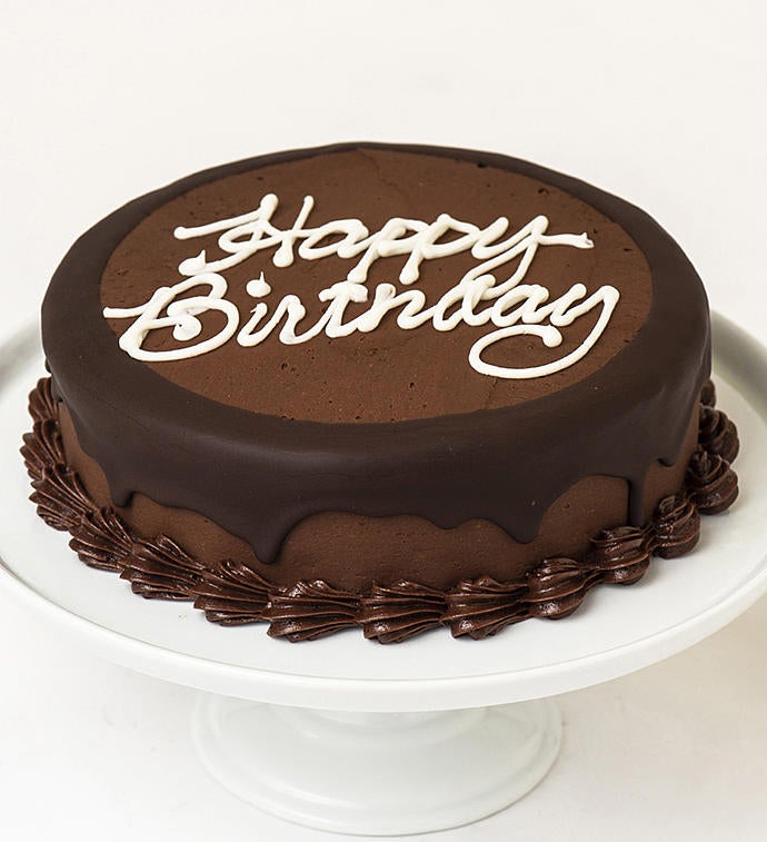 Image of Happy Birthday Chocolate Cream Cheese Frosted Cake 2 Layer And Candles