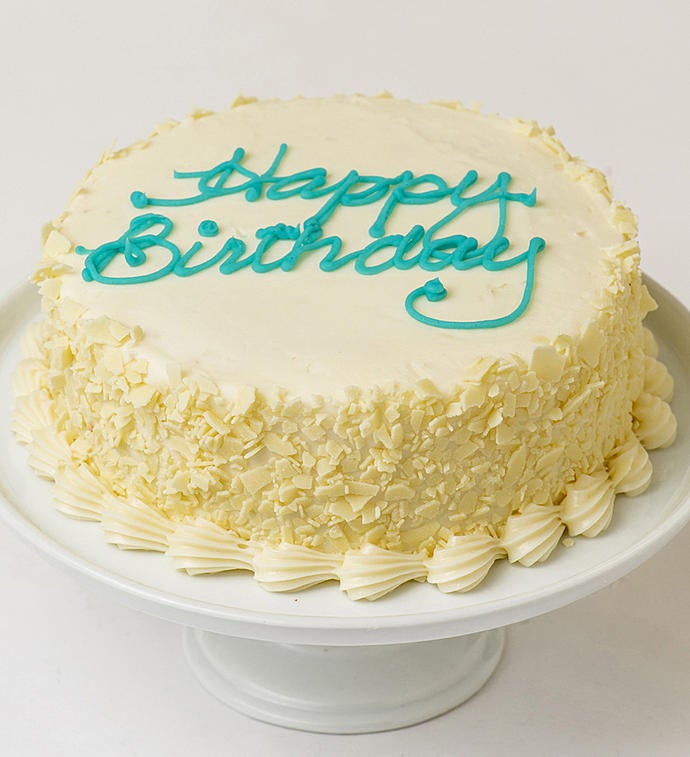 Image of Happy Birthday Yellow Cream Cheese Frosted Cake 2 Layer And Candles