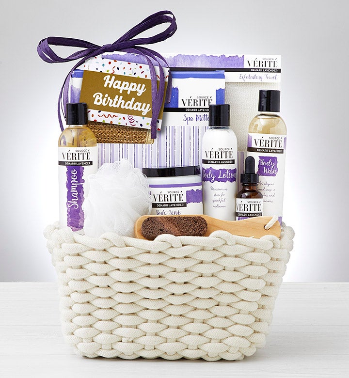 Image of It's Your Birthday! Denarii Lavender Spa Basket Happy Deluxe