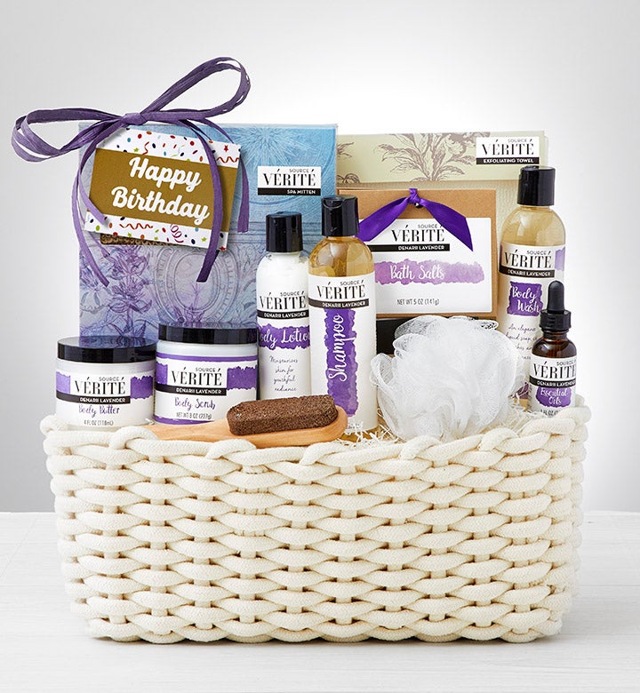 It's Your Birthday! Denarii Lavender Spa Basket | 1800Baskets.com