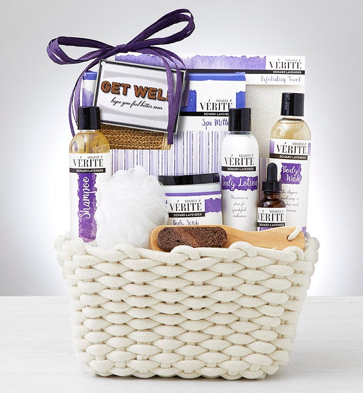 Image of Feel Better Soon Denarii Lavender Spa Gift Basket Deluxe