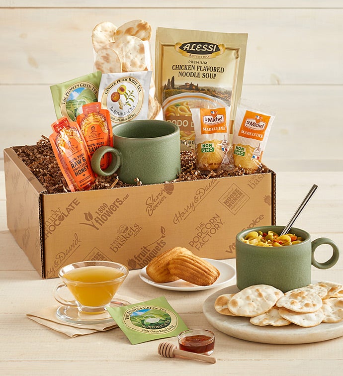 Soup's On Basket with Soup Mug