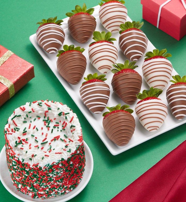 Chocolate Covered Strawberries & Holiday Cake