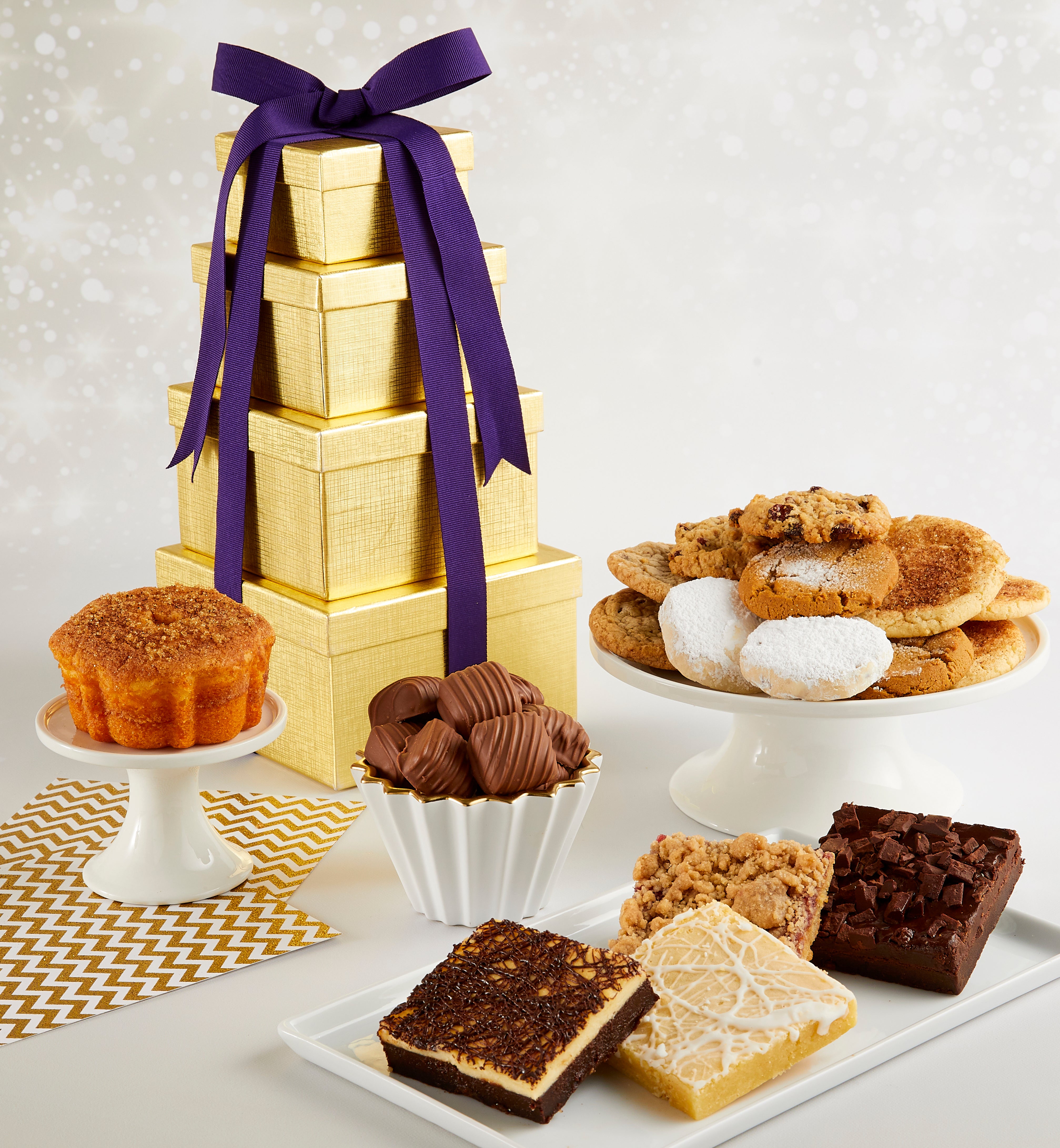 Gold Bakery Gift Tower ,