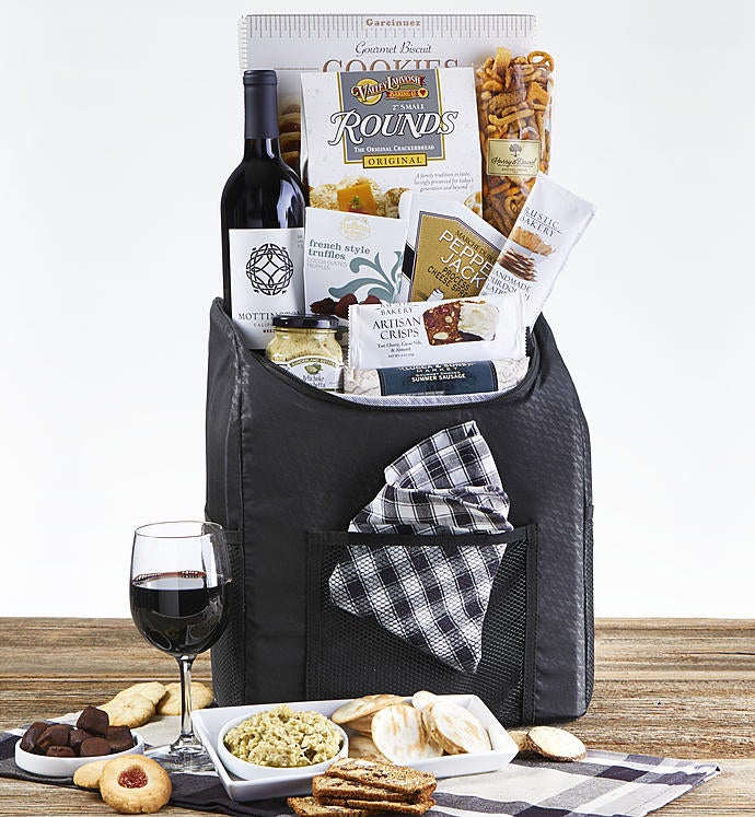 Backpack Cooler with Snacks and Wine