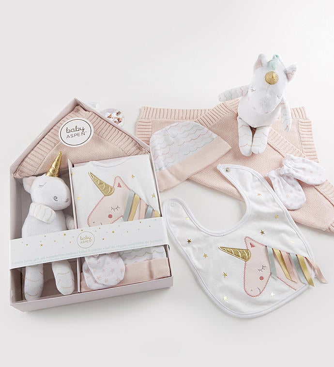 Image of Simply Enchanted Unicorn 5 Pc Baby Gift Set