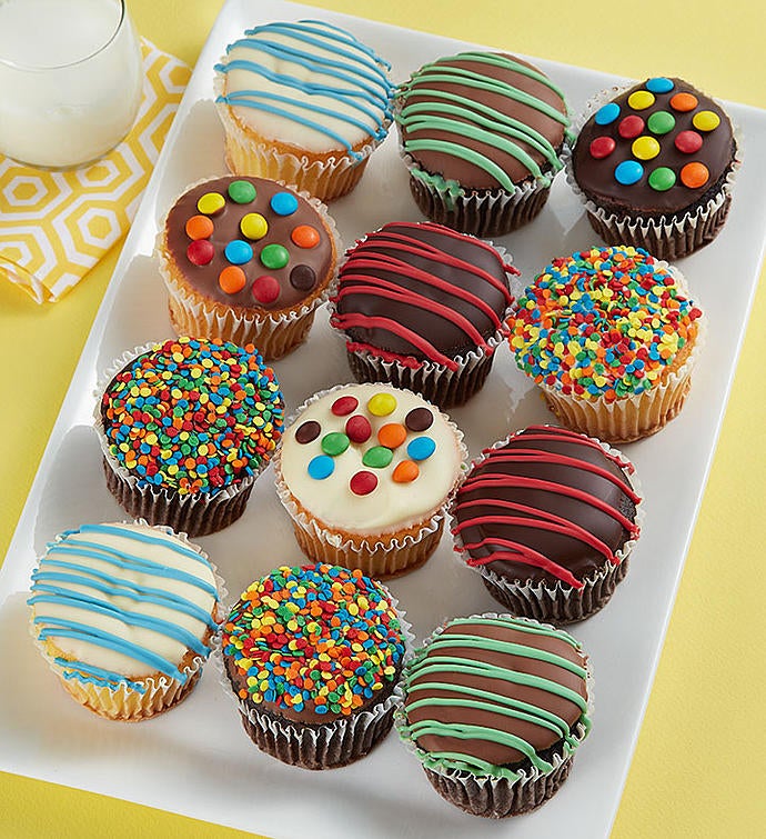 Image of Birthday Belgian Chocolate Dipped Cupcakes 12Ct