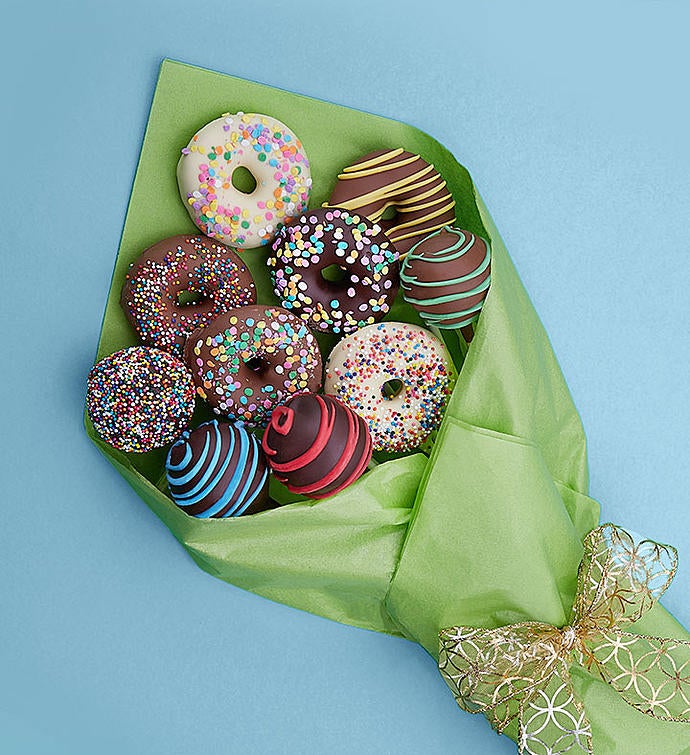 Image of Birthday Chocolate Donut & Cake Pop Bouquet