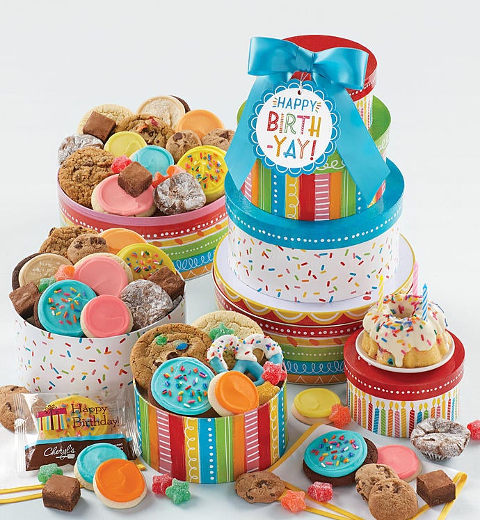 Image of Cheryl's Birthday Party Gift Tower Birth-Yay Tin