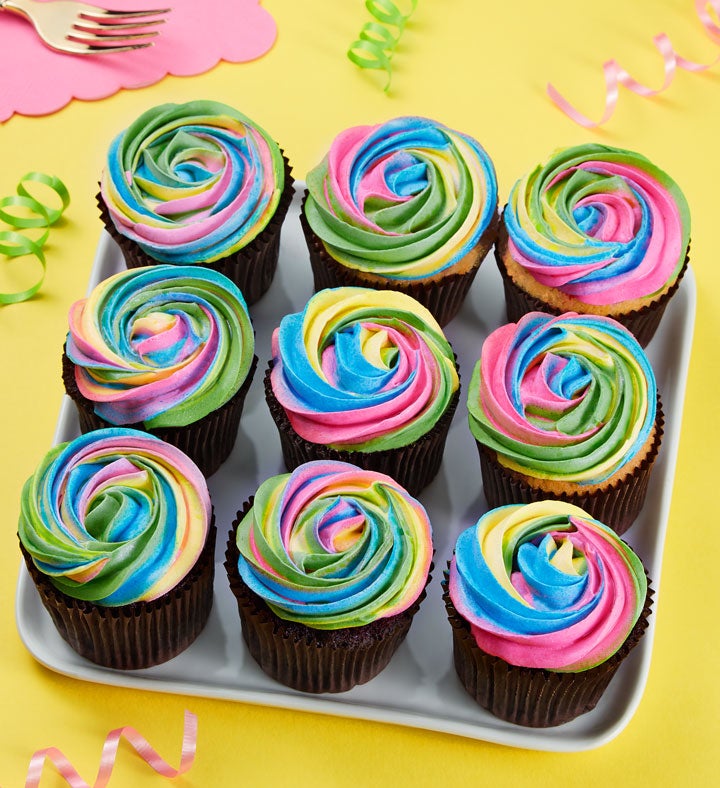Image of Treasured Tie Dye Artisan Cupcakes Cupcakes, 9 Pc