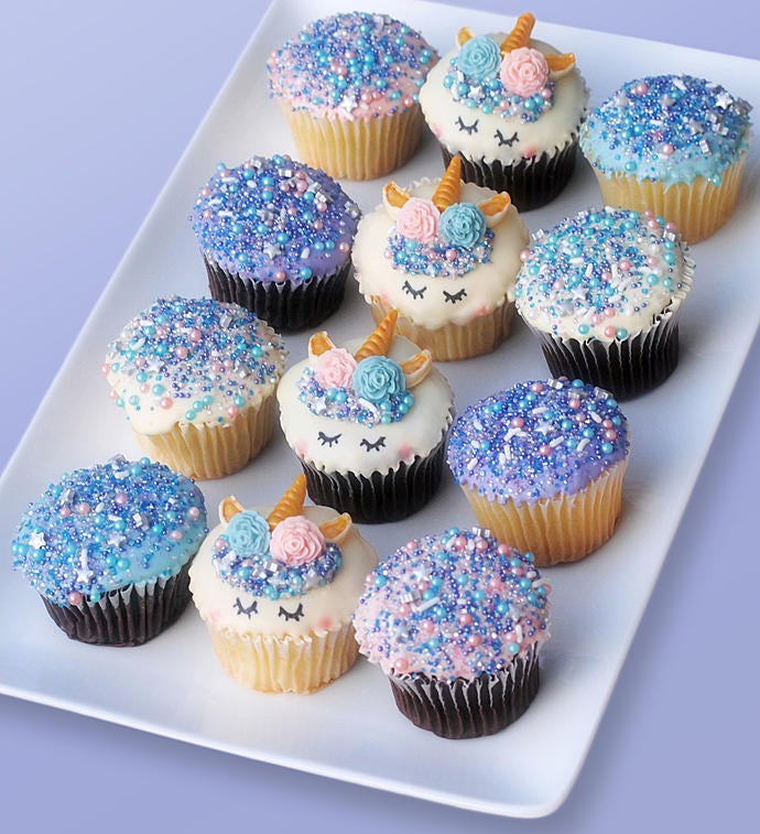 Image of Mythical Unicorn White Chocolate Dipped Cupcakes 12Ct