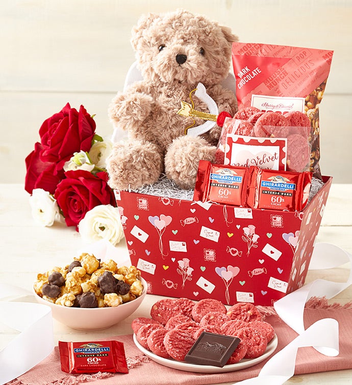 My Valentine Bear & Sweets Basket