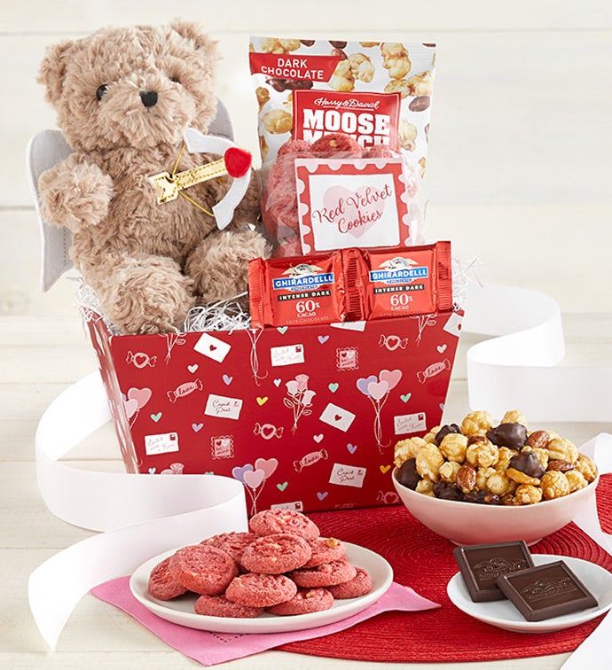 My Valentine Bear & Sweets Basket