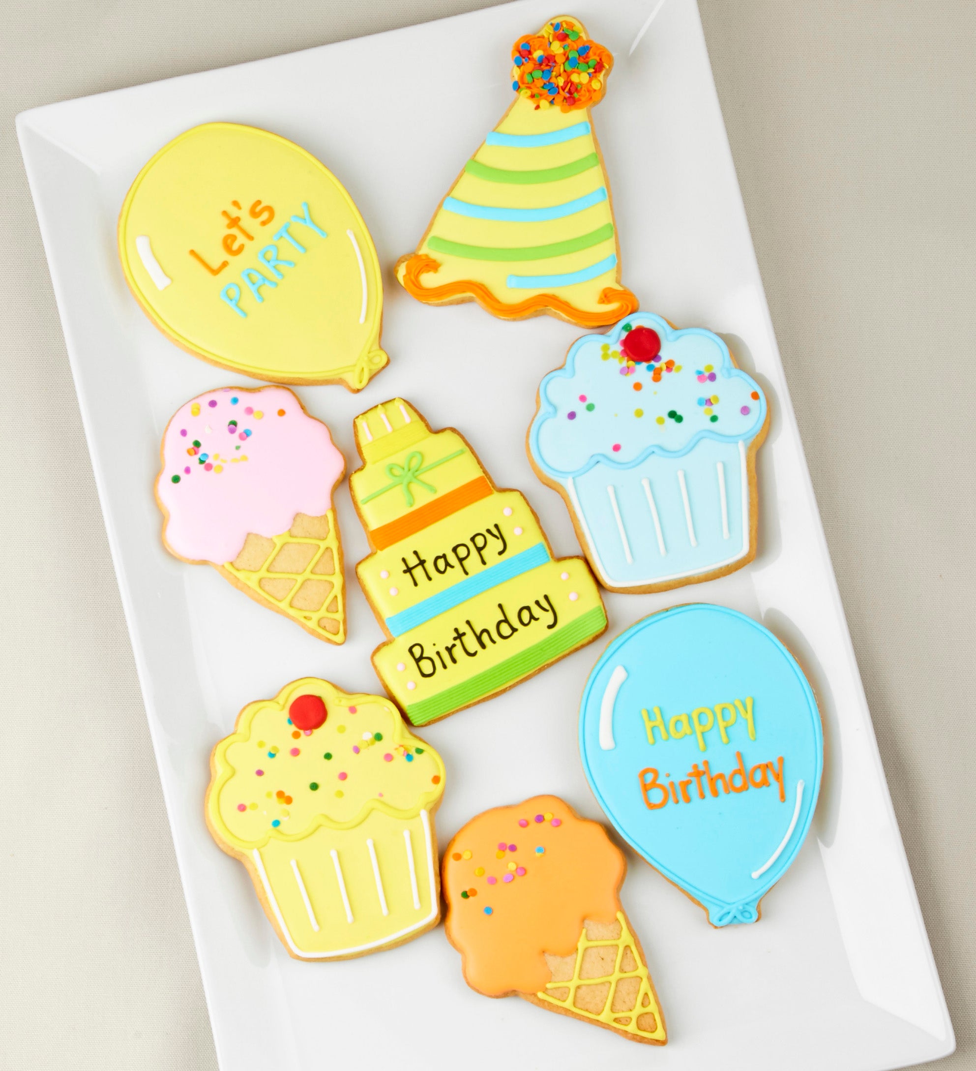 Image of Birthday Bliss Artisan Iced Cookies - Set Of 8