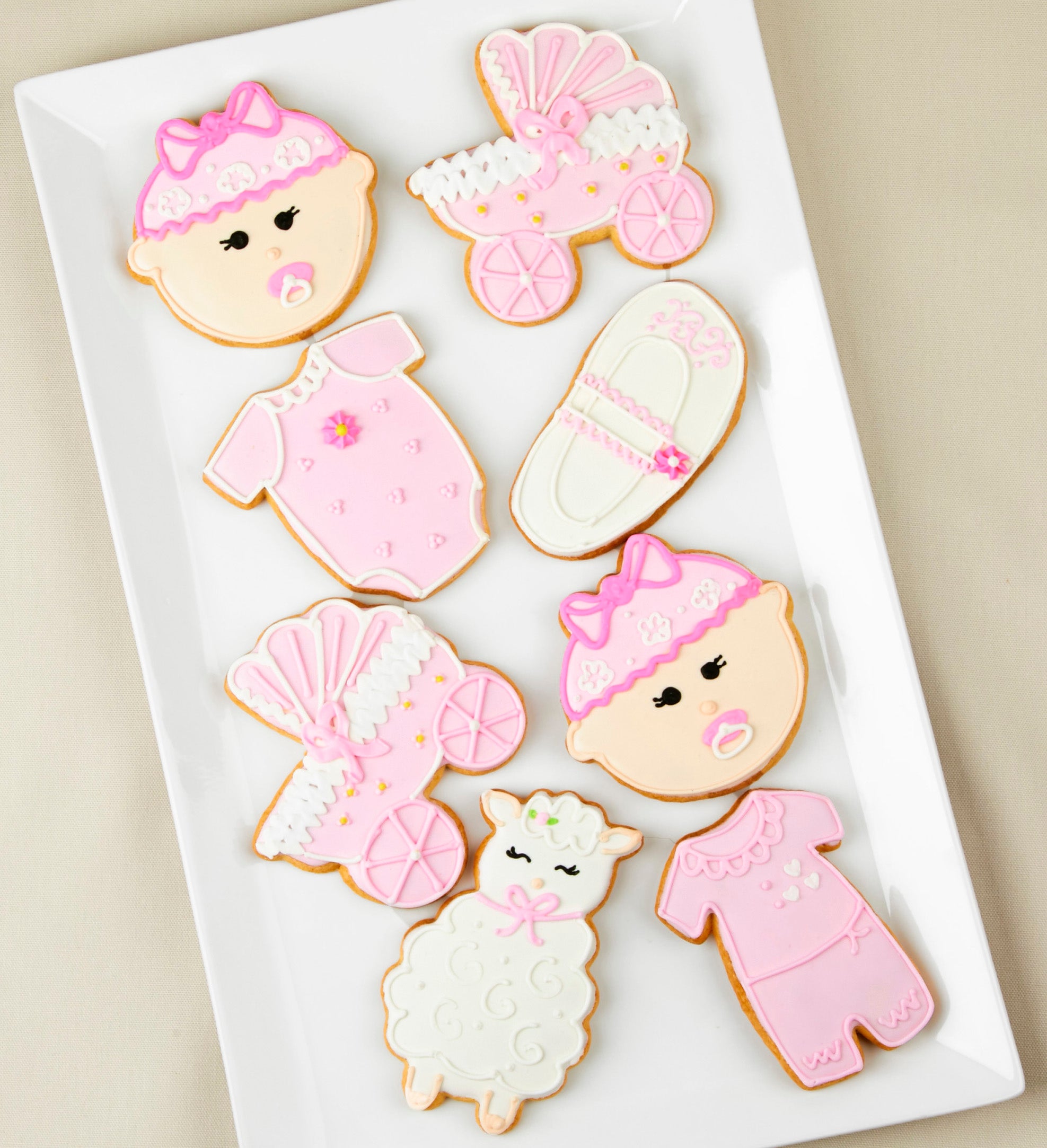 Image of Welcome Baby Girl! Artisan Iced Cookies - Set Of 8
