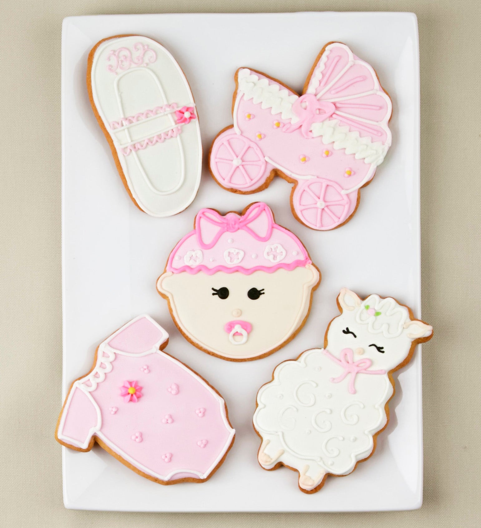 Image of Welcome Baby Girl! Artisan Iced Cookies - Set Of 5