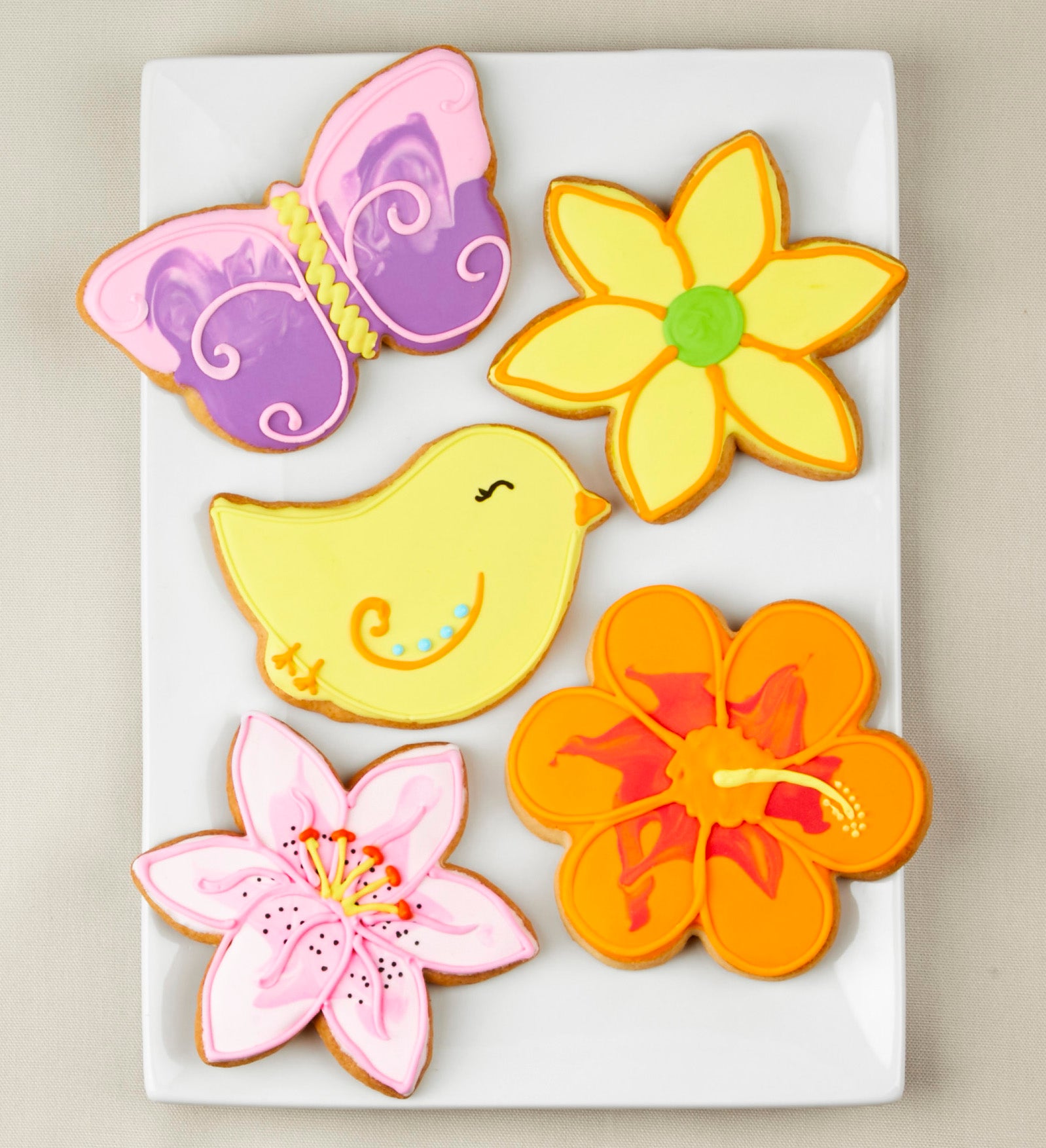 Image of Fabulous Flowers Artisan Iced Cookies - Set Of 5