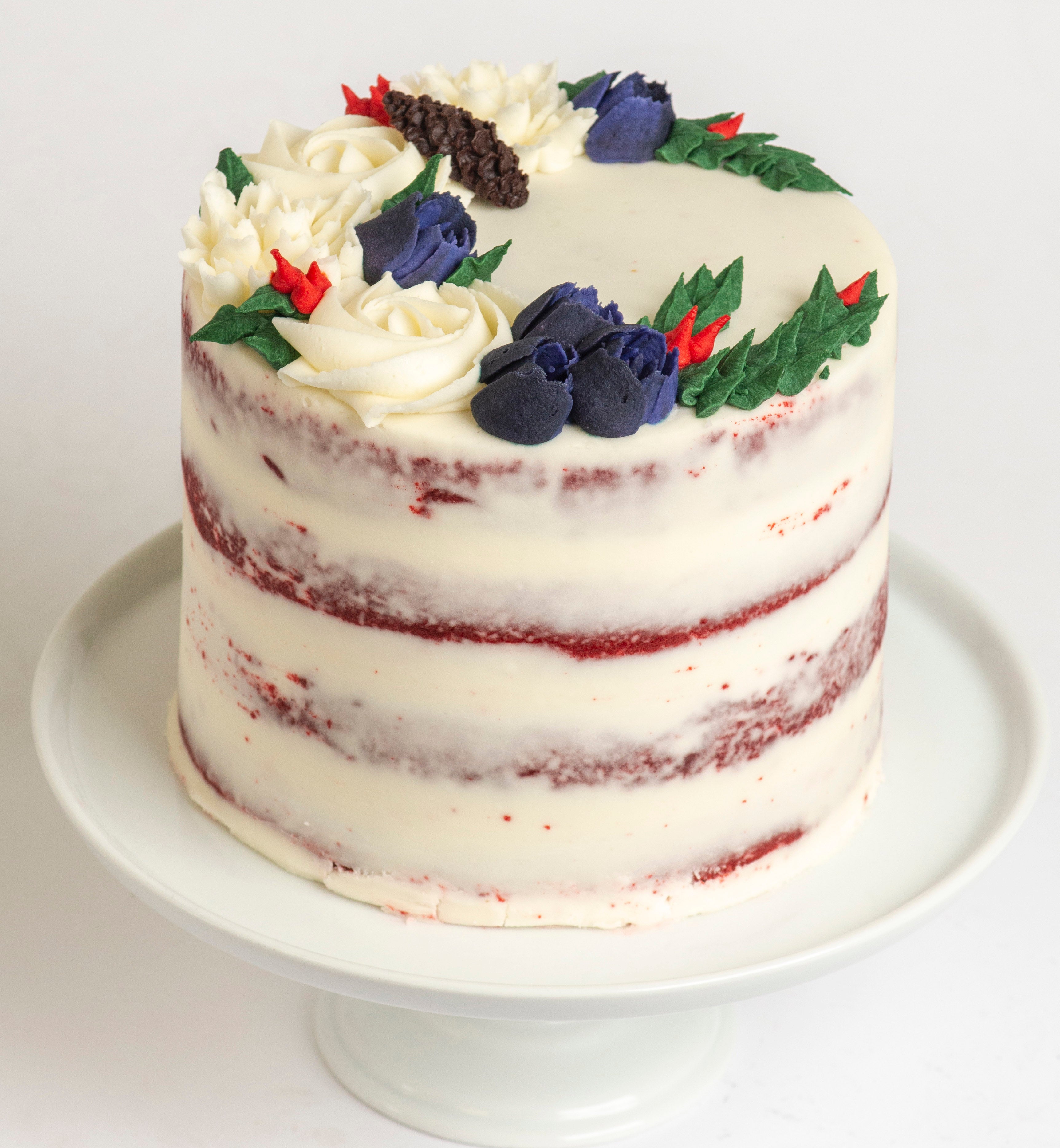 Festive Holiday 4 Layer Red Velvet Cake