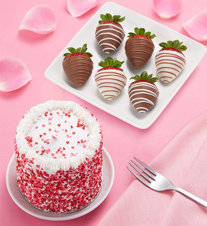 Image of Chocolate Covered Strawberries & Red Velvet Cake 6Ct