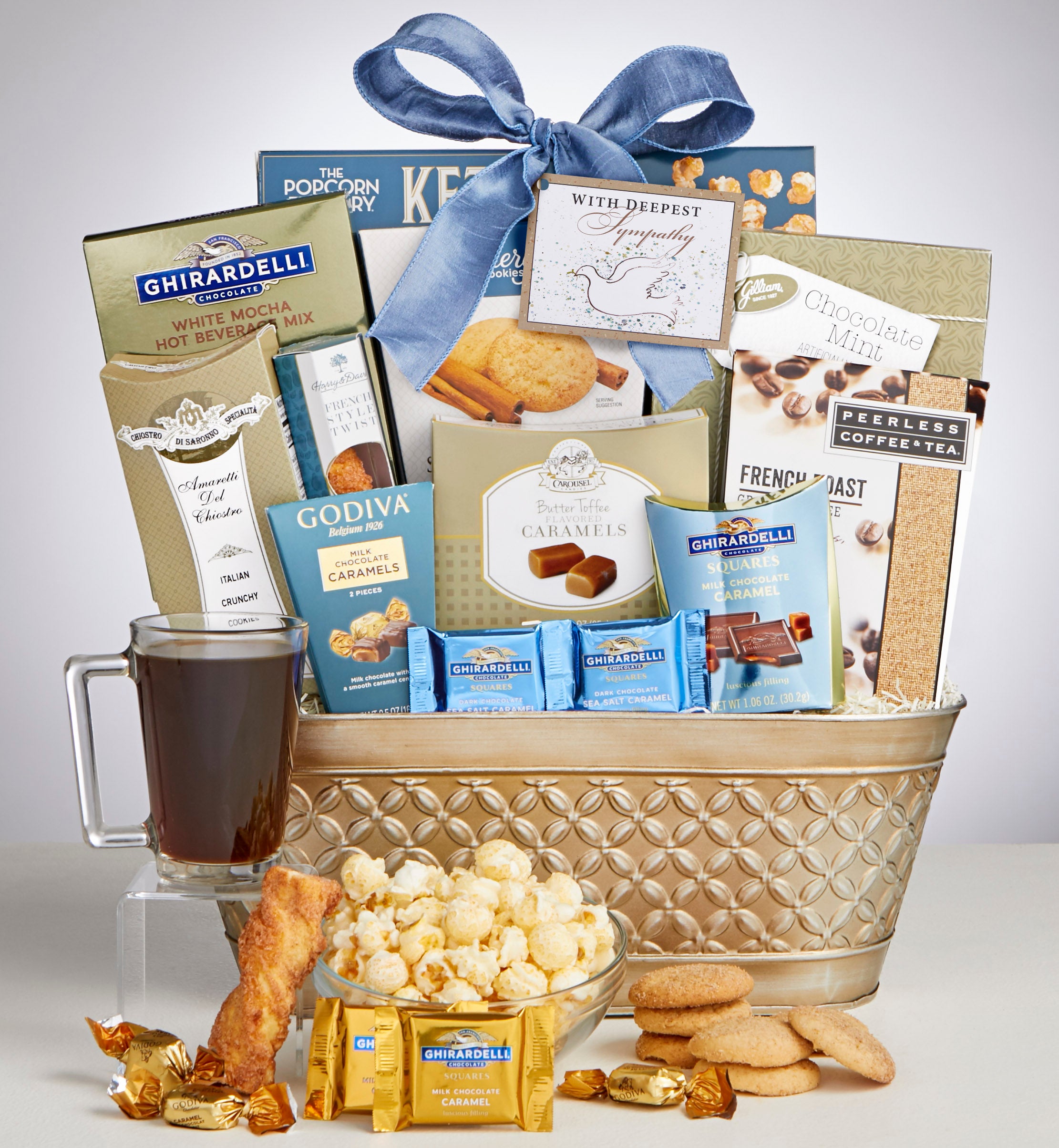Image of Peace, Prayers & Blessings Sympathy Gift Basket -Grande